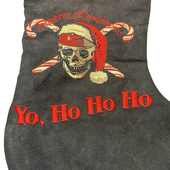 Disney Pirates of the Caribbean Yo. Ho Ho Ho Christmas Stocking Red and Black - Picture 3 of 6